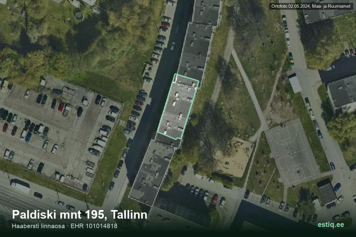 Paldiski mnt 195, Tallinn – ilmakuva rakennuksesta, ääriviiva rakennusrekisteristä (EHR)