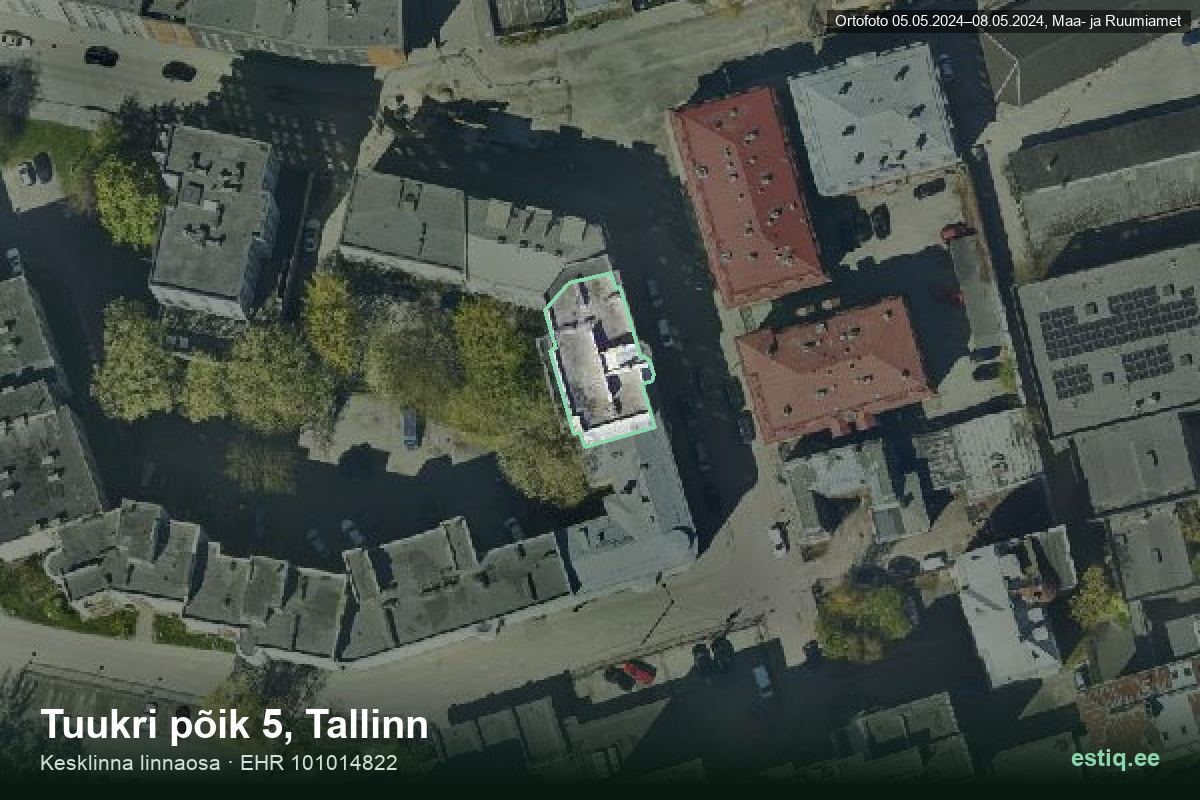 Tuukri põik 5, Tallinn – ilmakuva rakennuksesta, ääriviiva rakennusrekisteristä (EHR)