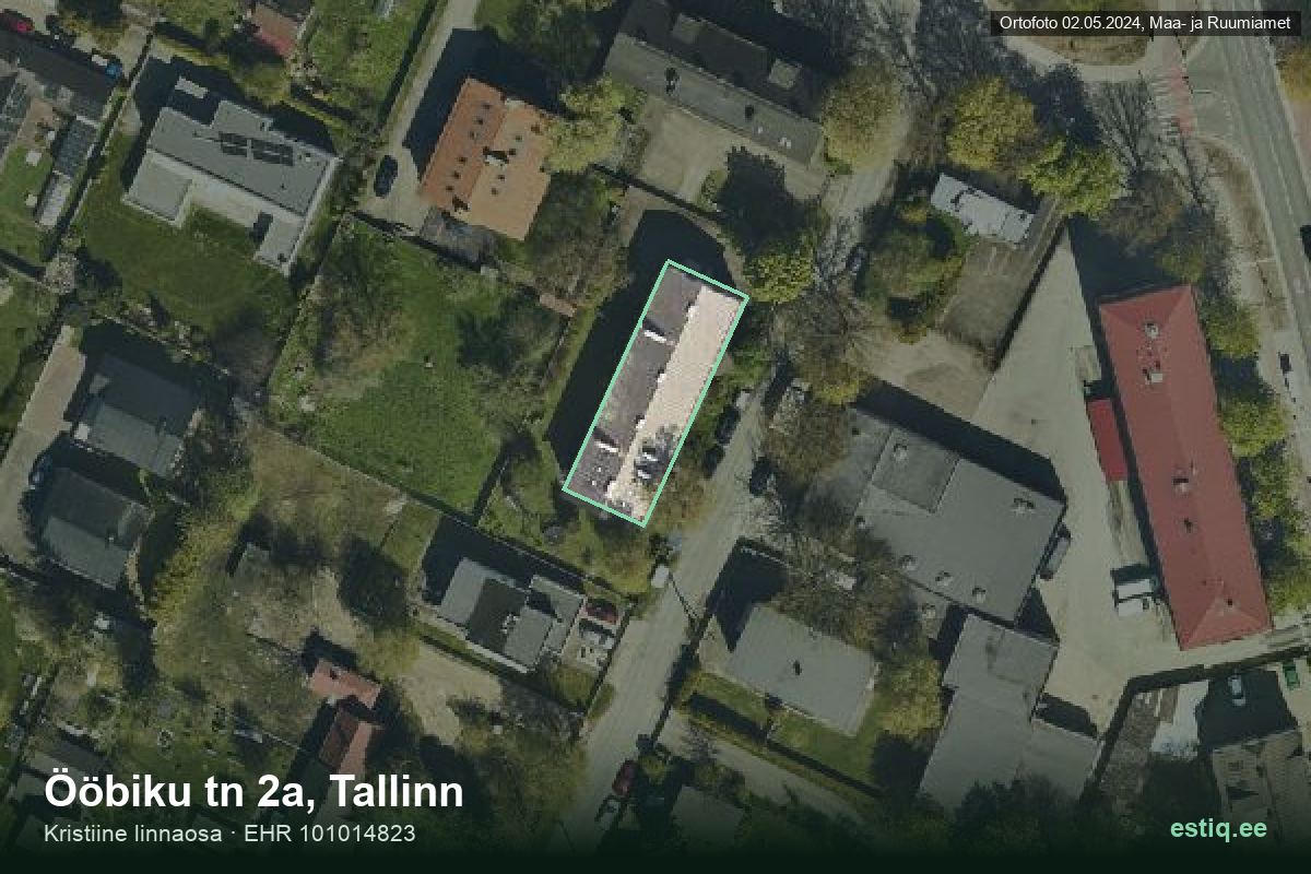 Ööbiku tänav 2a, Tallinn – aerial photo of the building, outline from the Building Register (EHR)