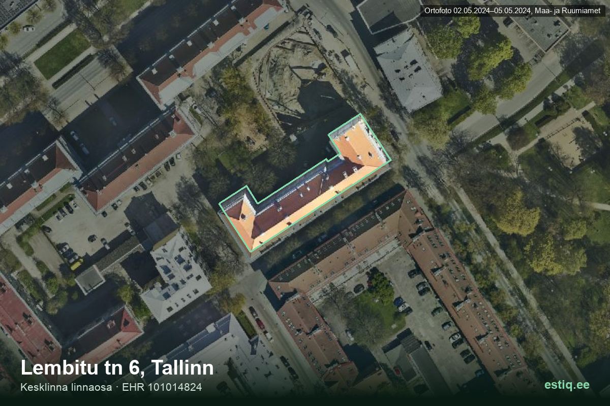 Lembitu tänav 6, Tallinn – ilmakuva rakennuksesta, ääriviiva rakennusrekisteristä (EHR)