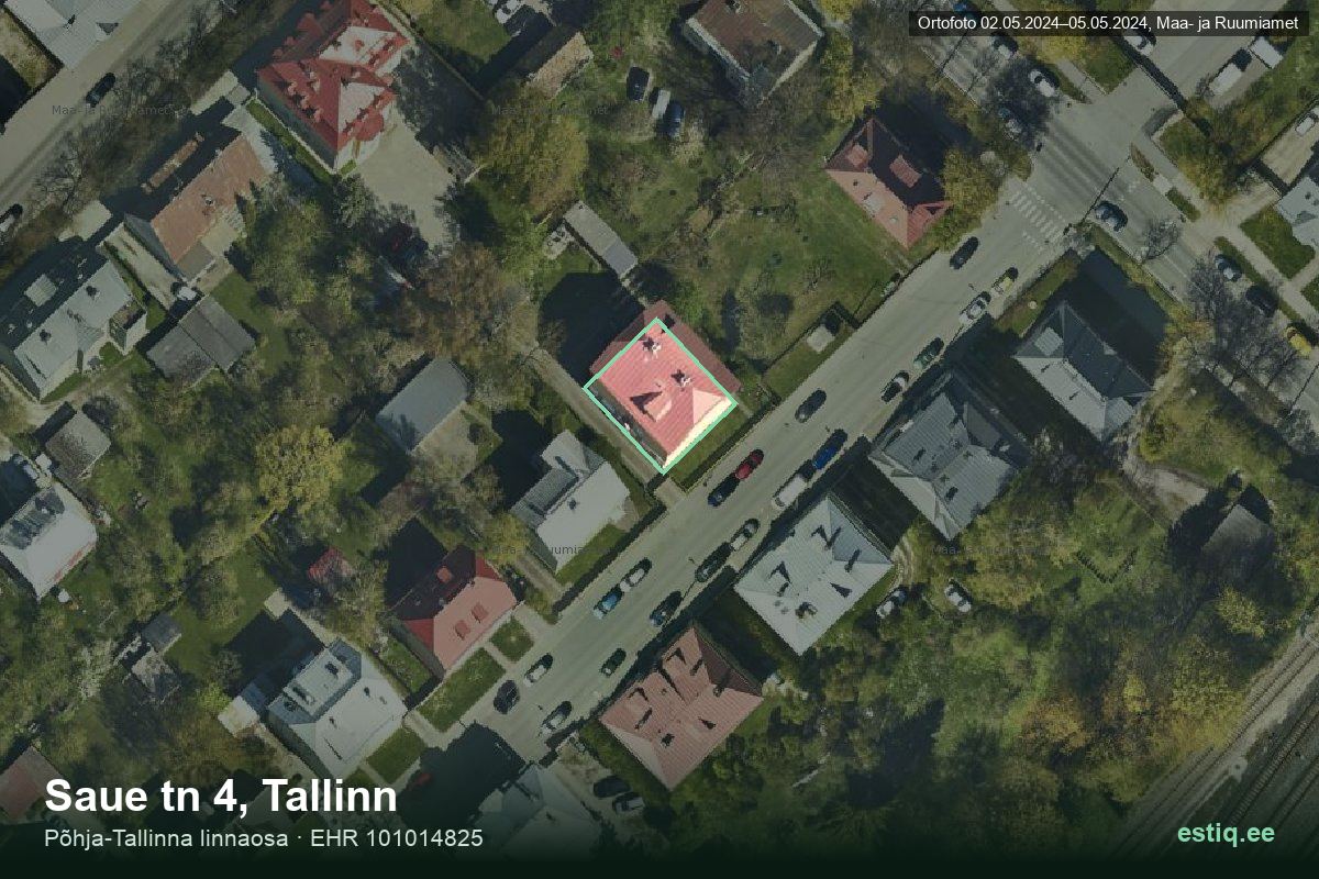 Saue tänav 4, Tallinn – аэрофото дома, контур по данным регистра строений (EHR)