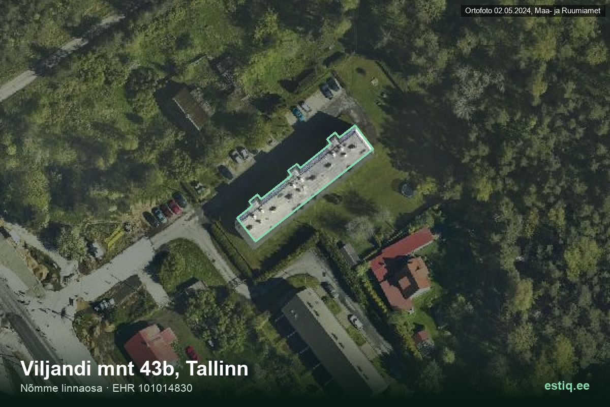 Viljandi mnt 43b, Tallinn – aerial photo of the building, outline from the Building Register (EHR)