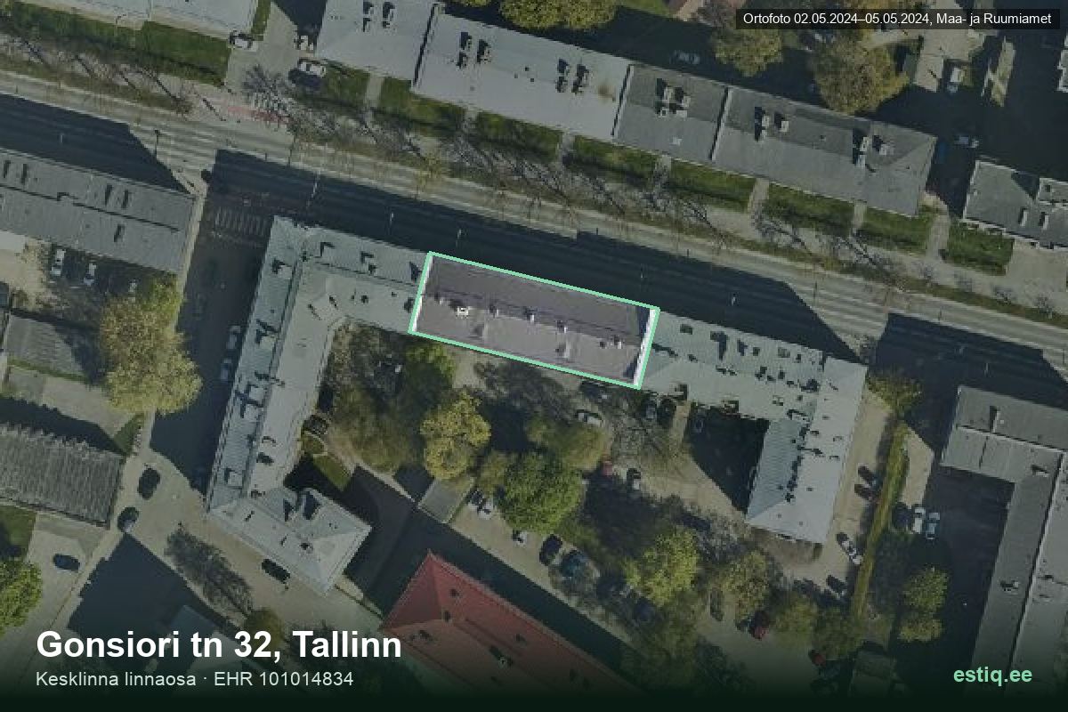 Gonsiori tänav 32, Tallinn – aerial photo of the building, outline from the Building Register (EHR)