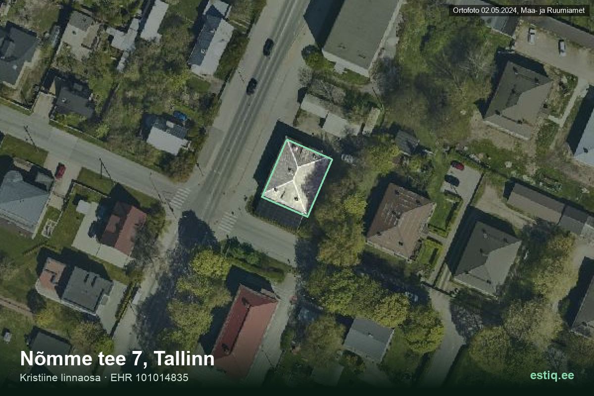 Nõmme tee 7, Tallinn – hoone aerofoto, kontuur ehitisregistri (EHR) andmetest