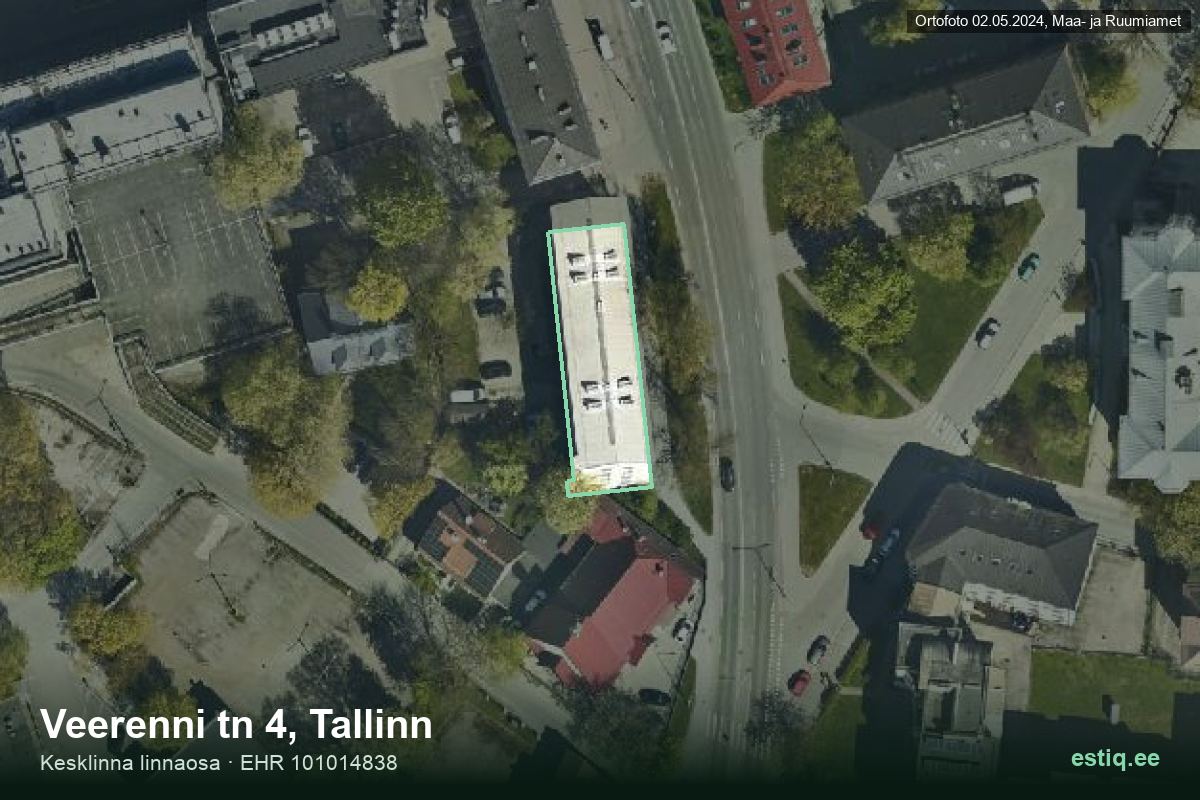 Veerenni tänav 4, Tallinn – aerial photo of the building, outline from the Building Register (EHR)