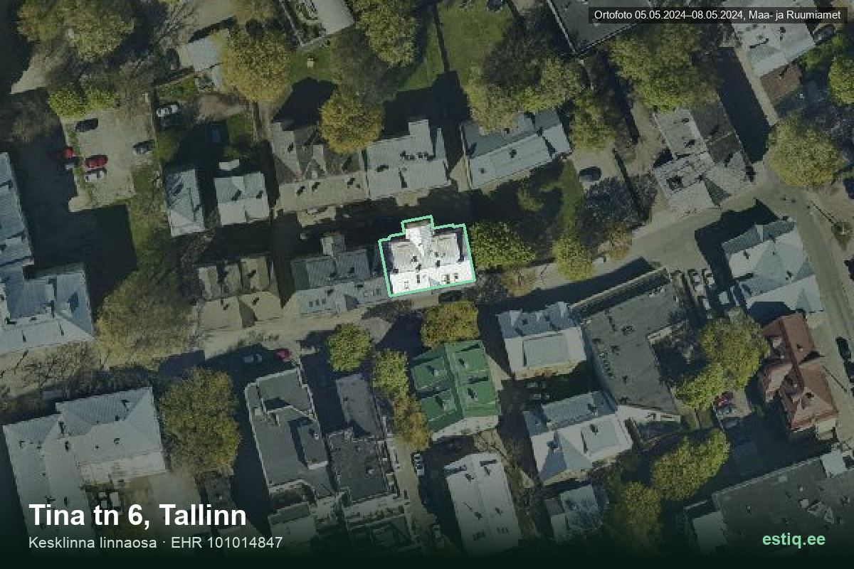 Tina tänav 6, Tallinn – aerial photo of the building, outline from the Building Register (EHR)