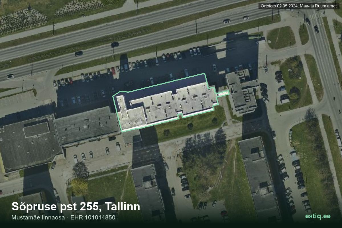 Sõpruse pst 255, Tallinn – aerial photo of the building, outline from the Building Register (EHR)