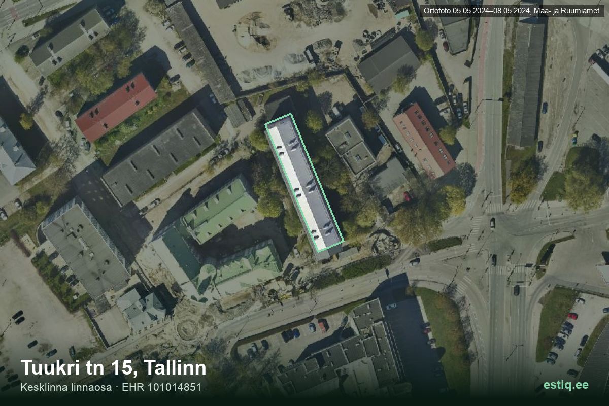 Tuukri tänav 15, Tallinn – aerial photo of the building, outline from the Building Register (EHR)