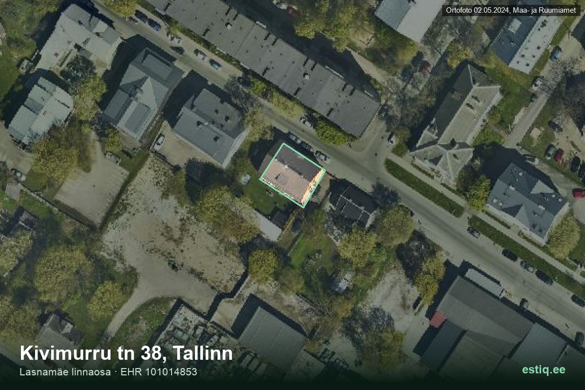 Kivimurru tänav 38, Tallinn – hoone aerofoto, kontuur ehitisregistri (EHR) andmetest