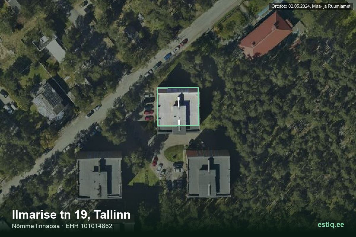 Ilmarise tänav 19, Tallinn – hoone aerofoto, kontuur ehitisregistri (EHR) andmetest