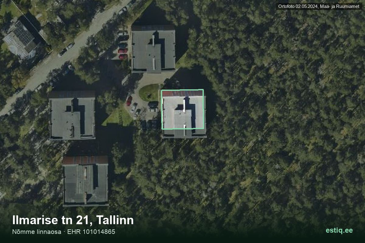 Ilmarise tänav 21, Tallinn – ilmakuva rakennuksesta, ääriviiva rakennusrekisteristä (EHR)