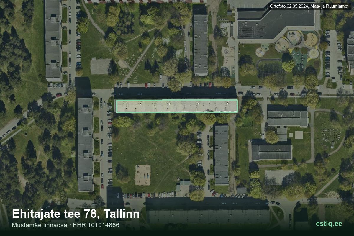 Ehitajate tee 78, Tallinn – hoone aerofoto, kontuur ehitisregistri (EHR) andmetest