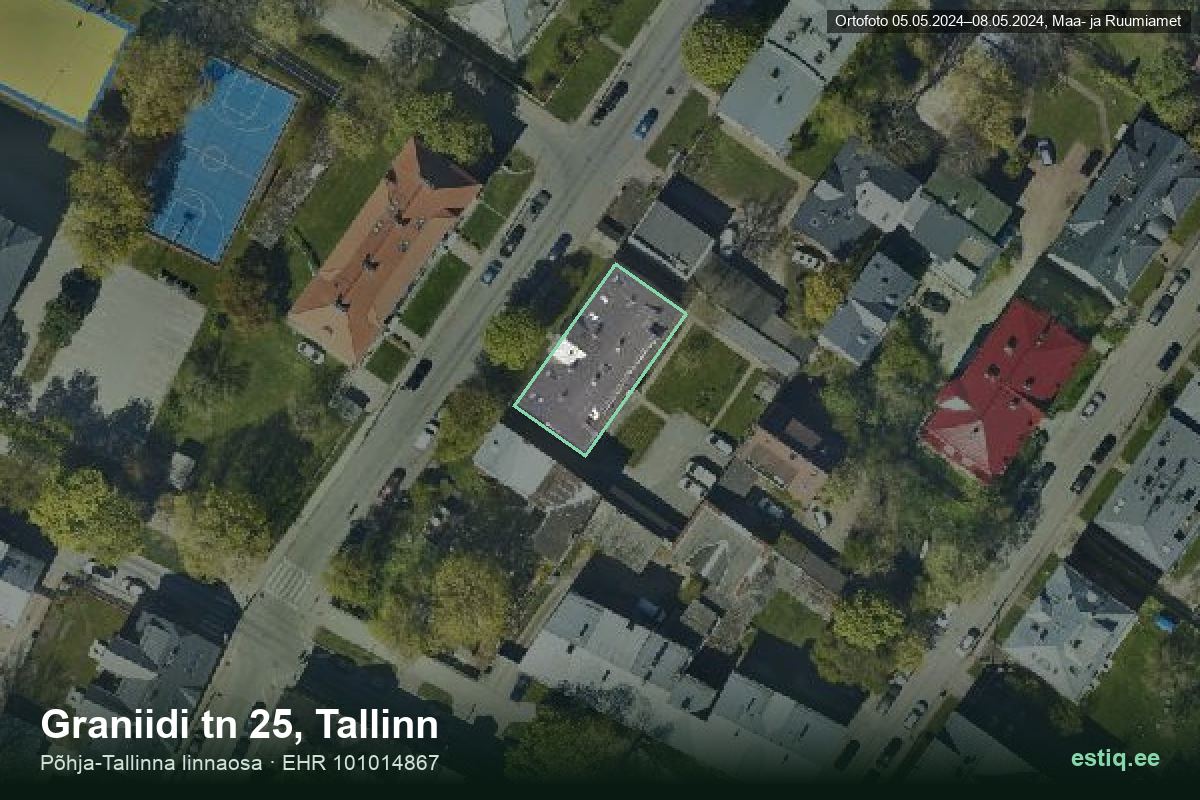 Graniidi tänav 25, Tallinn – ilmakuva rakennuksesta, ääriviiva rakennusrekisteristä (EHR)