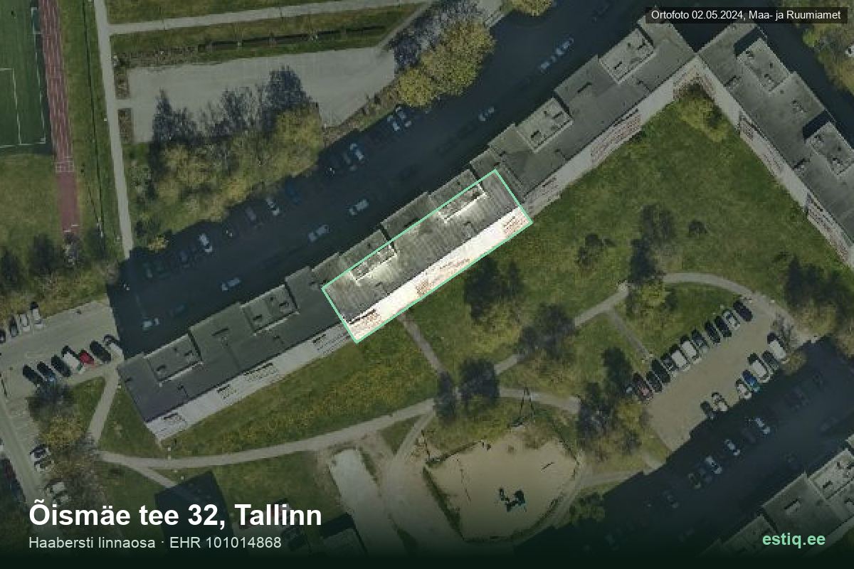 Õismäe tee 32, Tallinn – hoone aerofoto, kontuur ehitisregistri (EHR) andmetest