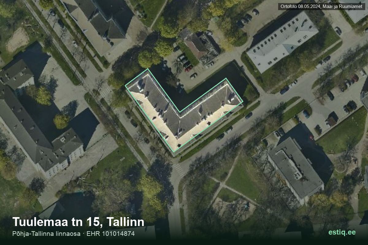 Tuulemaa tänav 15, Tallinn – hoone aerofoto, kontuur ehitisregistri (EHR) andmetest