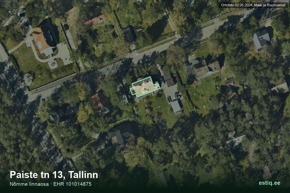 Paiste tänav 13, Tallinn – hoone aerofoto, kontuur ehitisregistri (EHR) andmetest