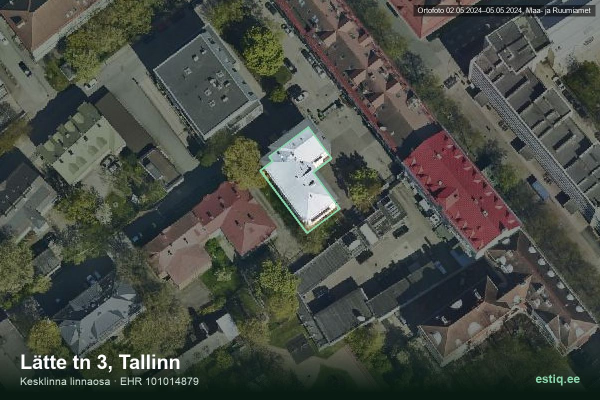 Lätte tänav 3, Tallinn – hoone aerofoto, kontuur ehitisregistri (EHR) andmetest