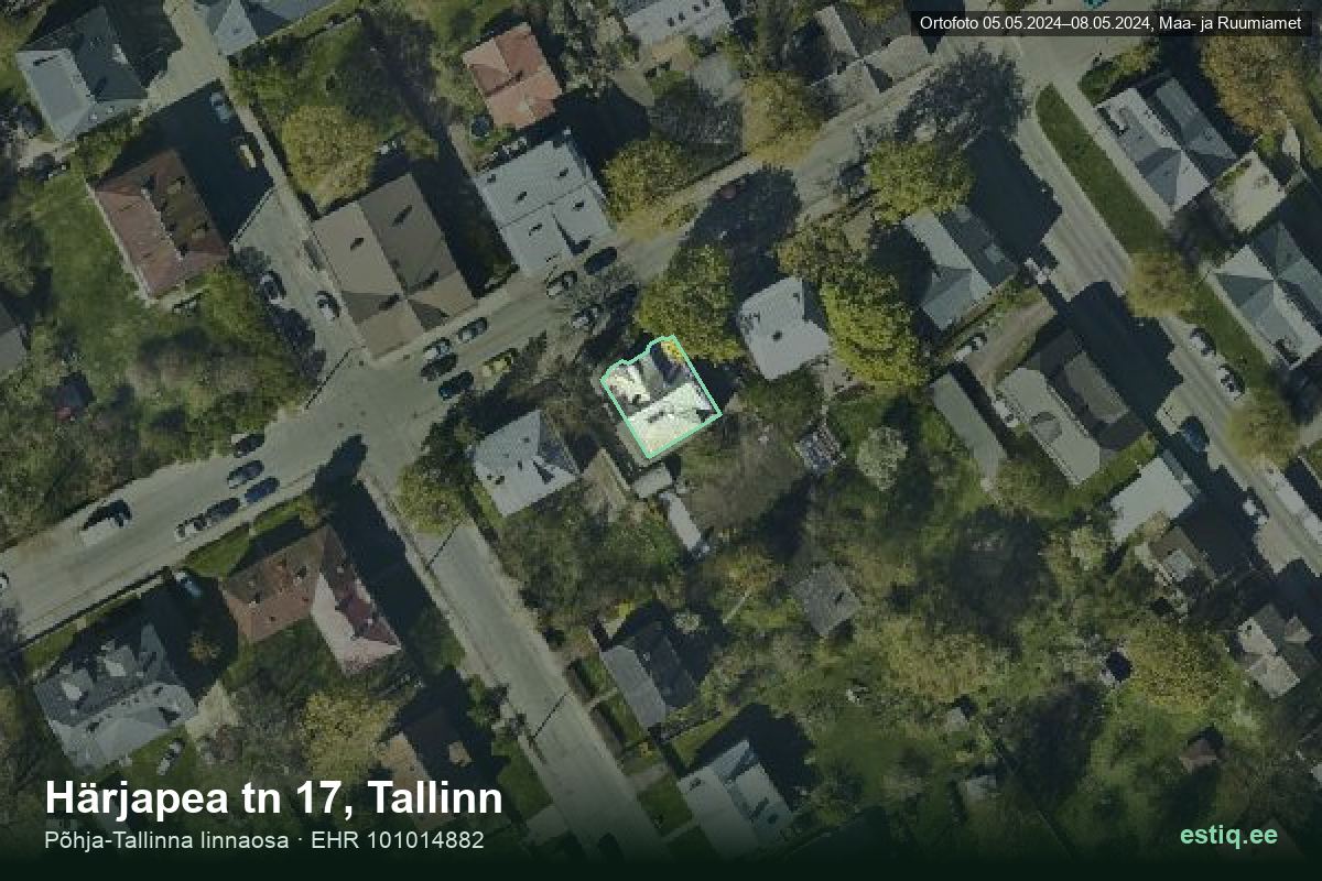 Härjapea tänav 17, Tallinn – ilmakuva rakennuksesta, ääriviiva rakennusrekisteristä (EHR)