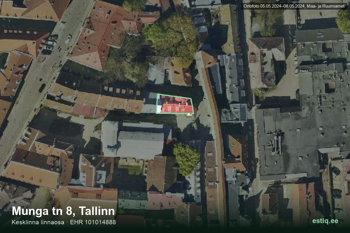 Munga tänav 8, Tallinn – ilmakuva rakennuksesta, ääriviiva rakennusrekisteristä (EHR)
