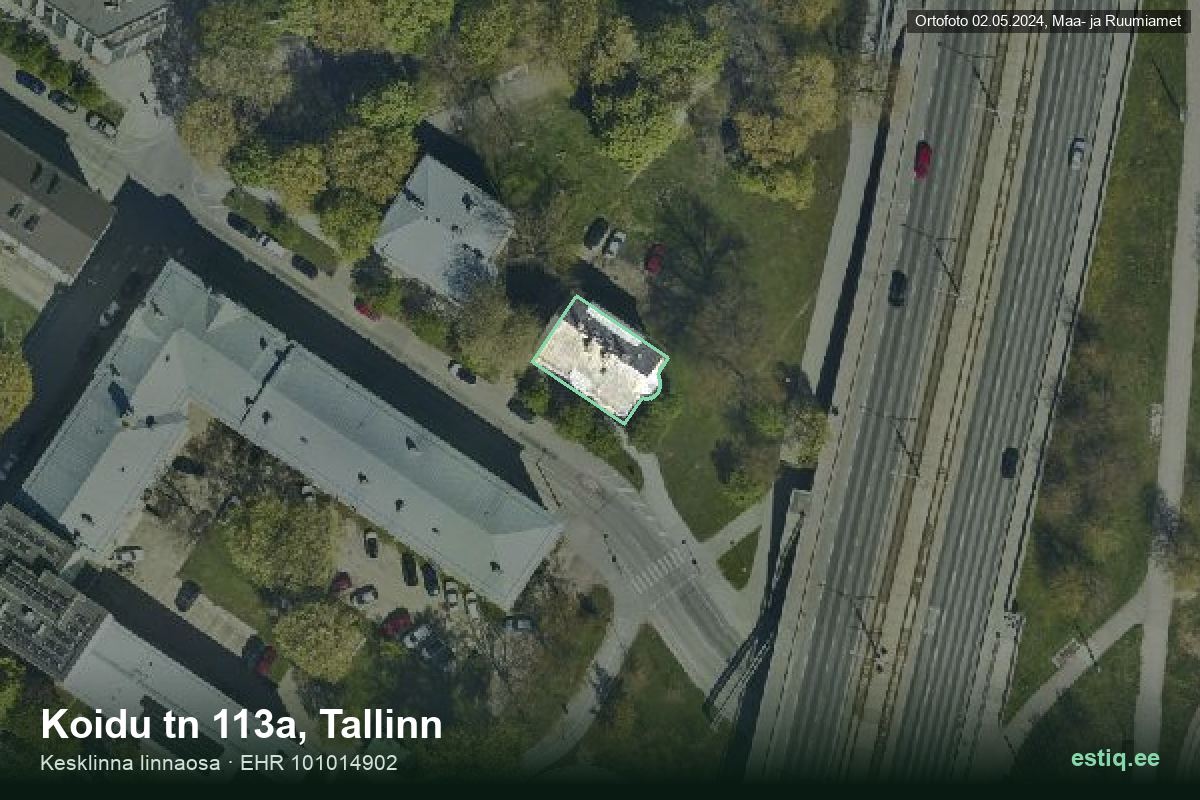 Koidu tänav 113a, Tallinn – аэрофото дома, контур по данным регистра строений (EHR)