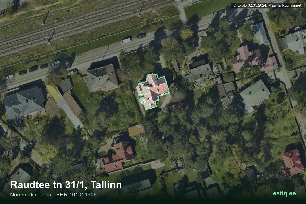 Raudtee tänav 31/1, Tallinn – hoone aerofoto, kontuur ehitisregistri (EHR) andmetest