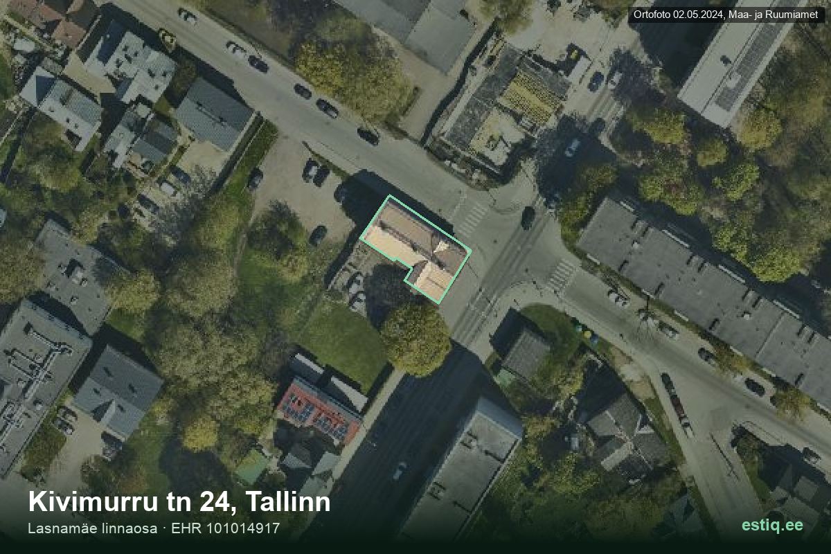 Kivimurru tänav 24, Tallinn – hoone aerofoto, kontuur ehitisregistri (EHR) andmetest