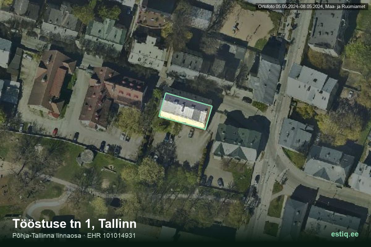 Tööstuse tänav 1, Tallinn – hoone aerofoto, kontuur ehitisregistri (EHR) andmetest