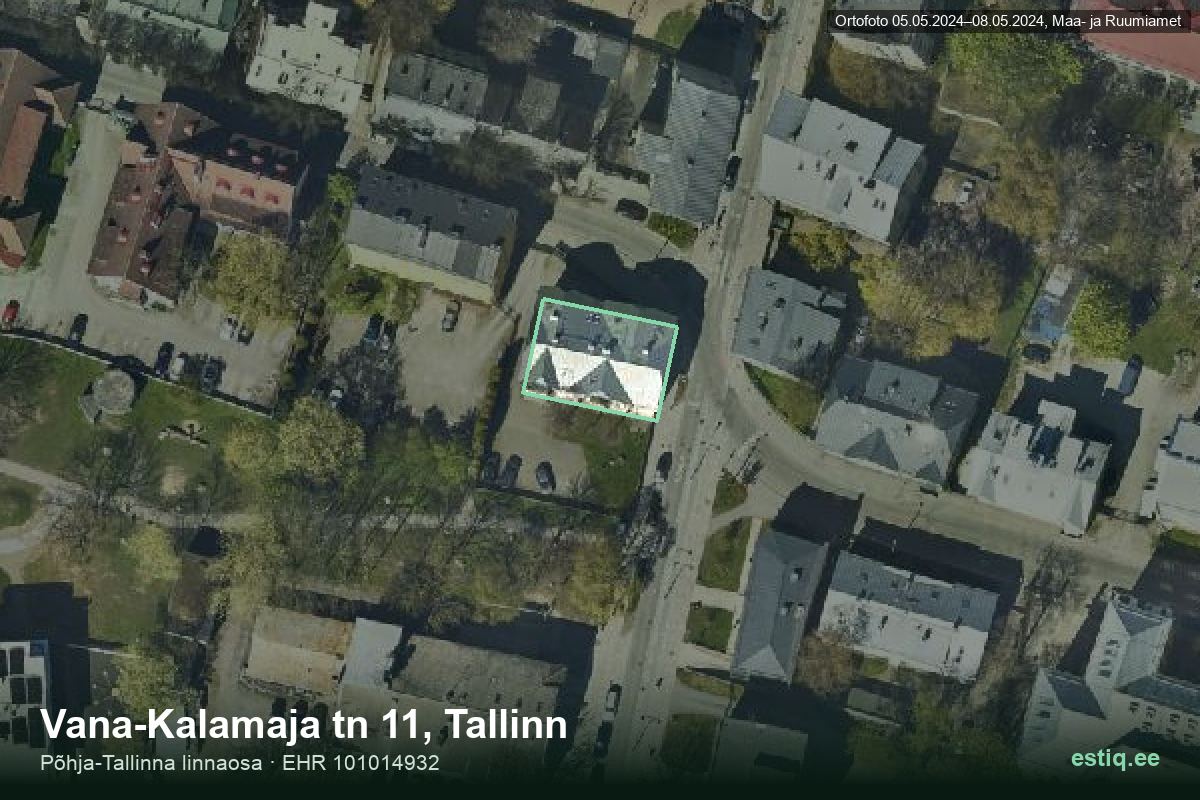 Vana-Kalamaja tänav 11, Tallinn – hoone aerofoto, kontuur ehitisregistri (EHR) andmetest