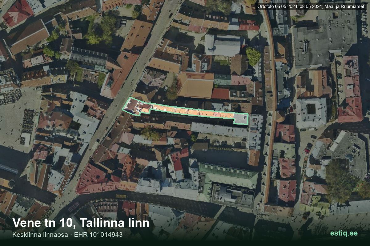 Vene tänav 10, Tallinn – hoone aerofoto, kontuur ehitisregistri (EHR) andmetest