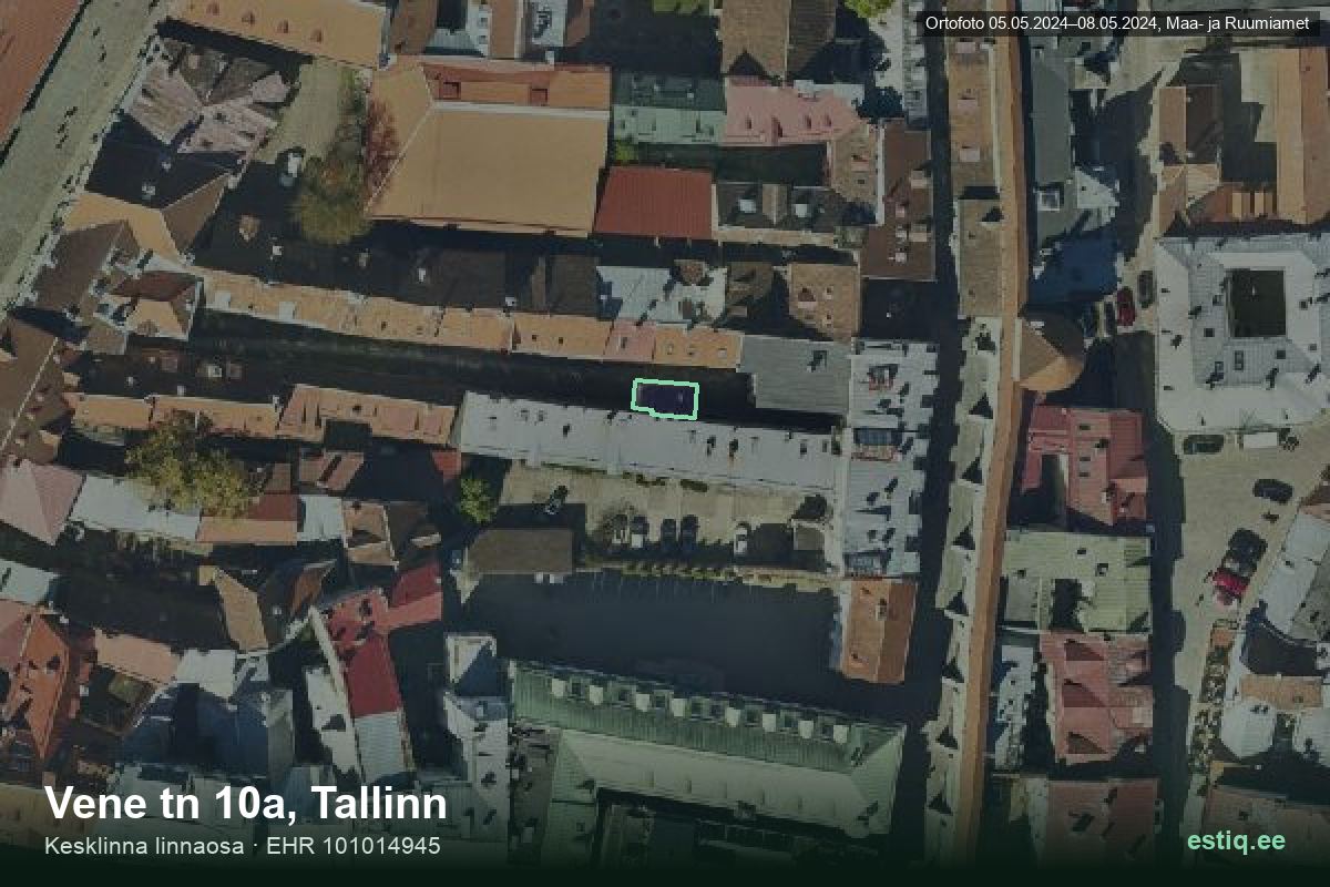 Vene tänav 10a, Tallinn – ilmakuva rakennuksesta, ääriviiva rakennusrekisteristä (EHR)