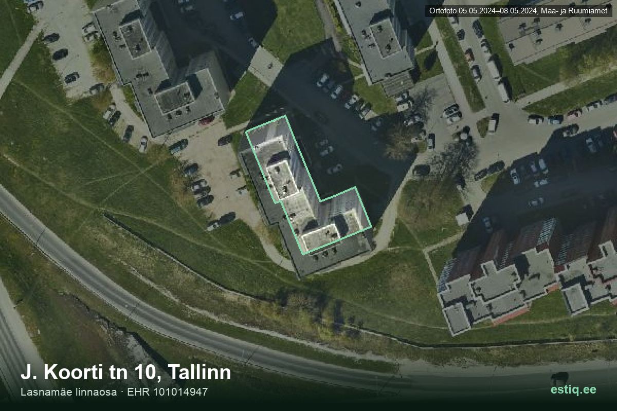J. Koorti tänav 10, Tallinn – ilmakuva rakennuksesta, ääriviiva rakennusrekisteristä (EHR)