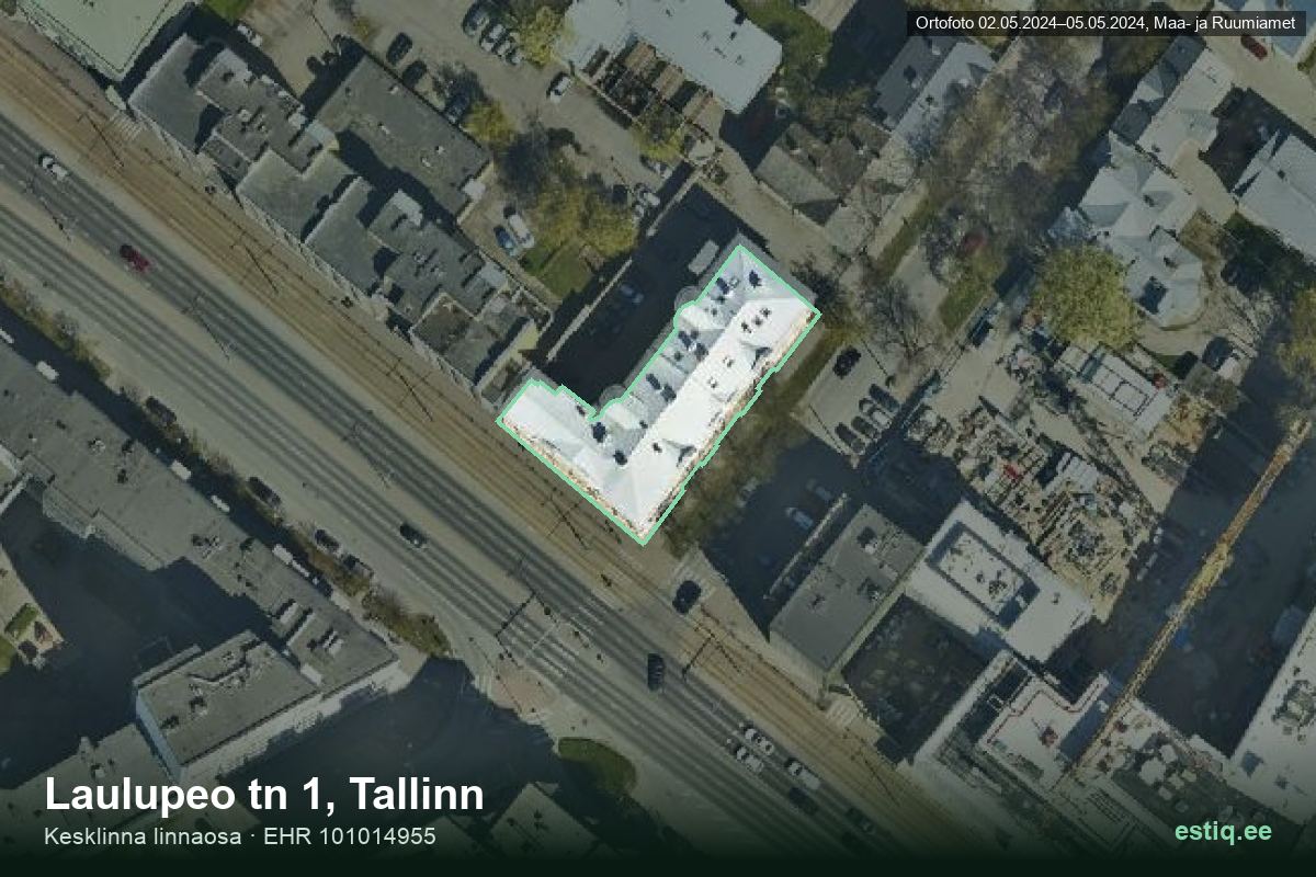 Laulupeo tänav 1, Tallinn – aerial photo of the building, outline from the Building Register (EHR)