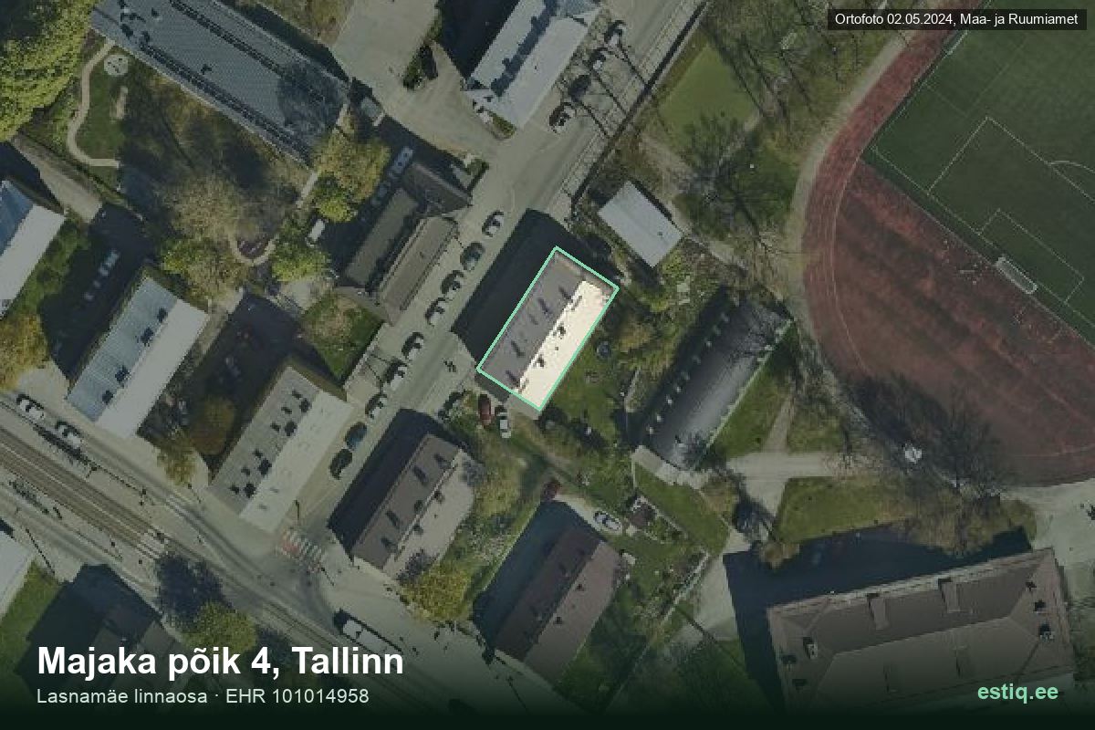Majaka põik 4, Tallinn – aerial photo of the building, outline from the Building Register (EHR)
