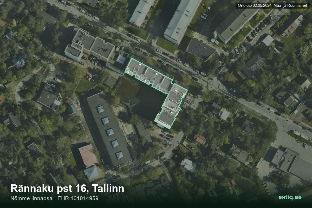 Rännaku pst 16, Tallinn – hoone aerofoto, kontuur ehitisregistri (EHR) andmetest