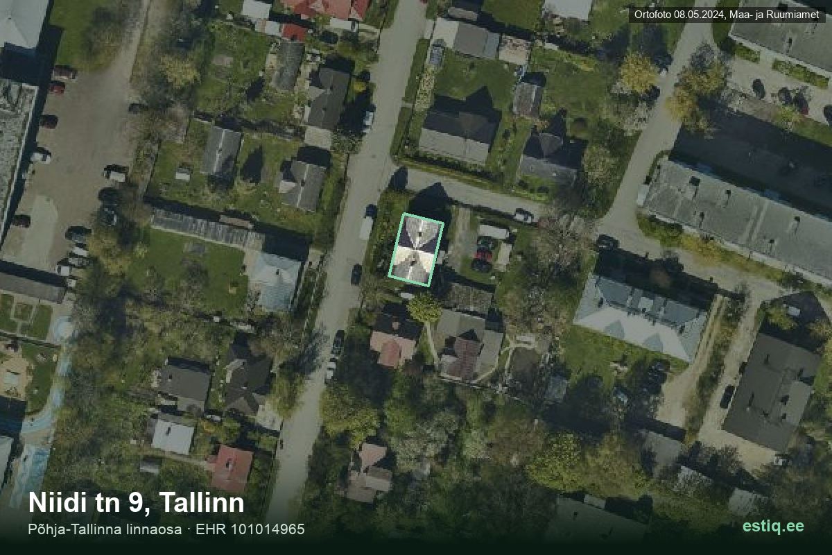 Niidi tänav 9, Tallinn – hoone aerofoto, kontuur ehitisregistri (EHR) andmetest