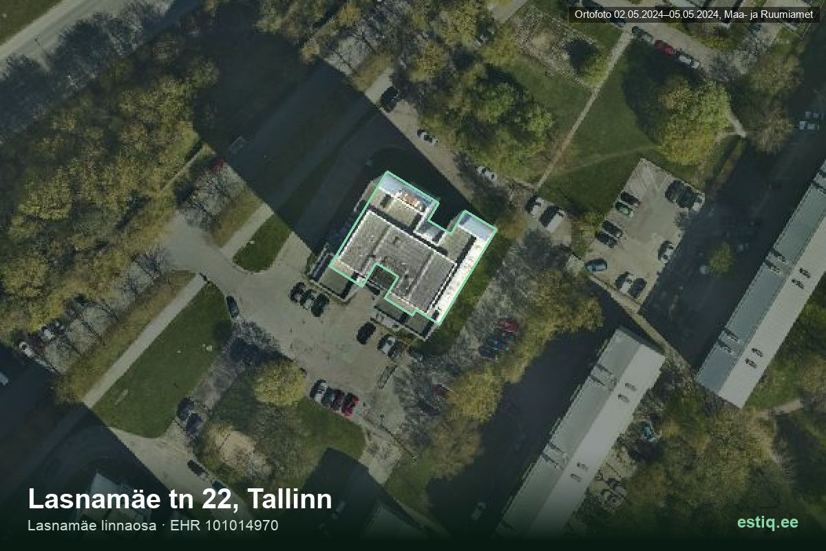 Lasnamäe tänav 22, Tallinn – ilmakuva rakennuksesta, ääriviiva rakennusrekisteristä (EHR)