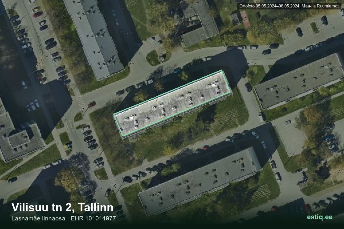 Vilisuu tänav 2, Tallinn – hoone aerofoto, kontuur ehitisregistri (EHR) andmetest