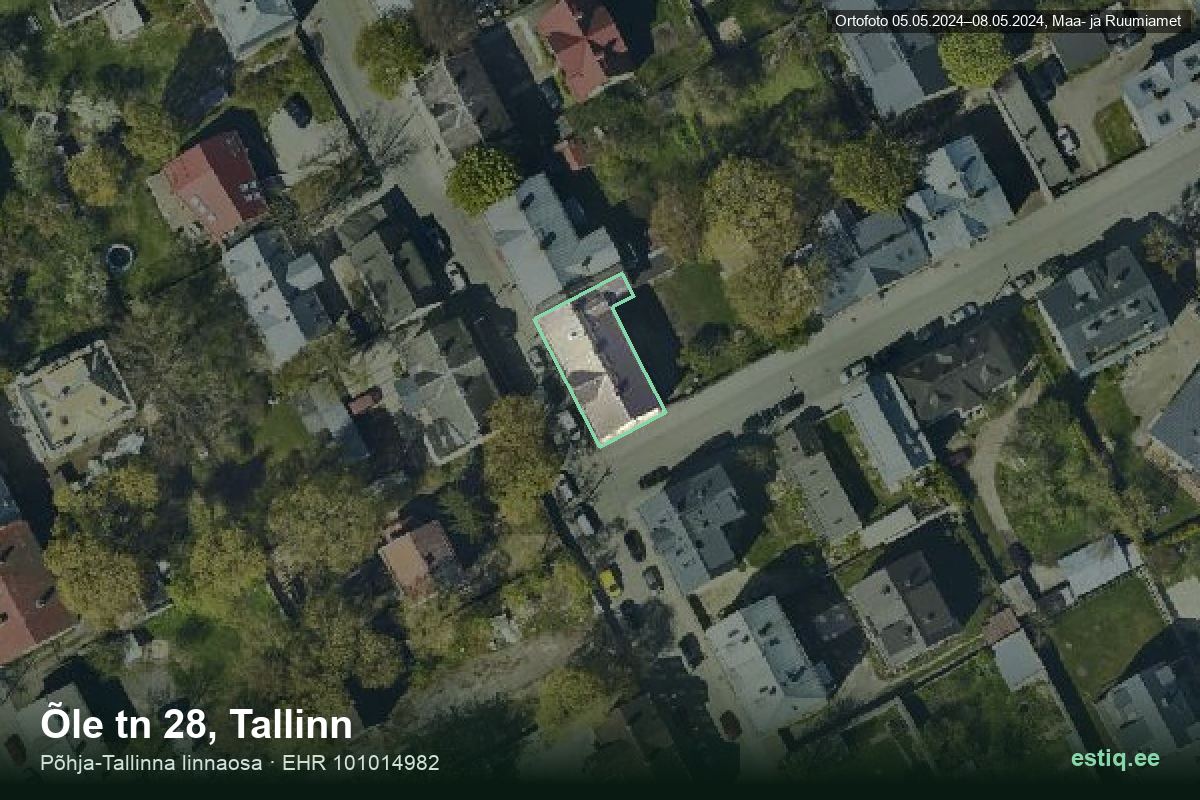 Õle tänav 28, Tallinn – aerial photo of the building, outline from the Building Register (EHR)