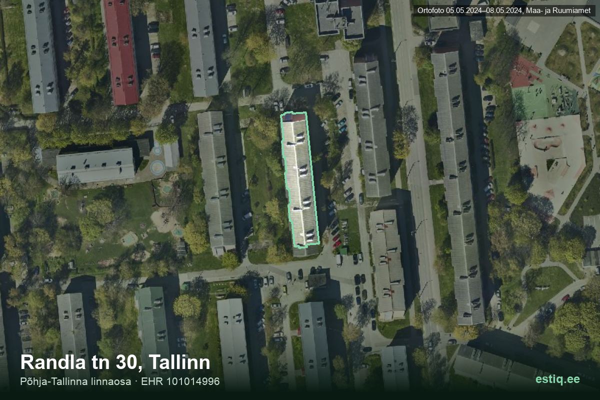 Randla tänav 30, Tallinn – hoone aerofoto, kontuur ehitisregistri (EHR) andmetest