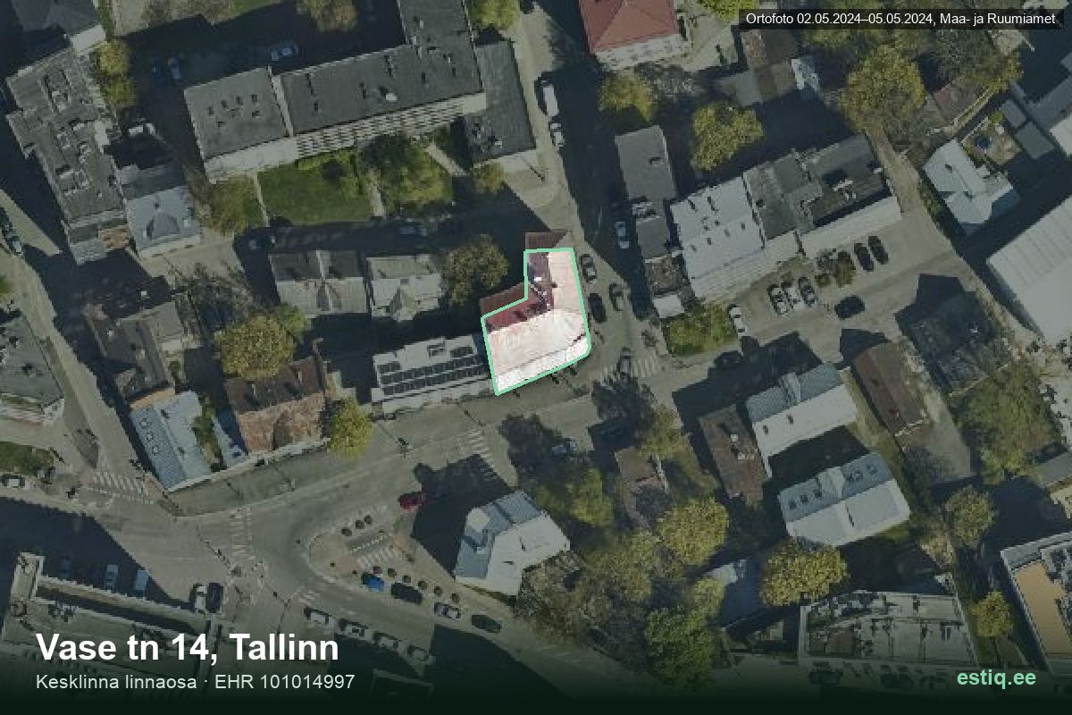 Vase tänav 14, Tallinn – hoone aerofoto, kontuur ehitisregistri (EHR) andmetest
