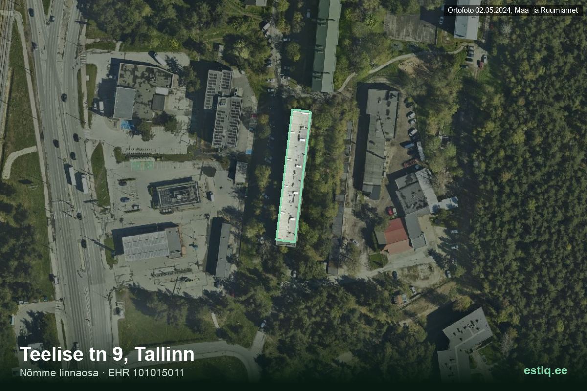 Teelise tänav 9, Tallinn – hoone aerofoto, kontuur ehitisregistri (EHR) andmetest