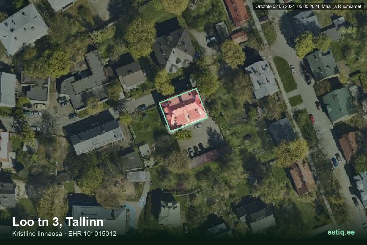 Loo tänav 3, Tallinn – ilmakuva rakennuksesta, ääriviiva rakennusrekisteristä (EHR)