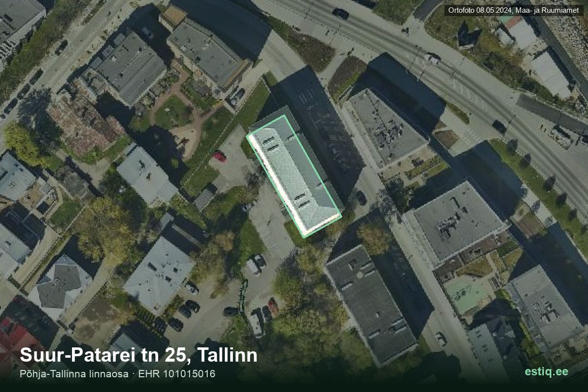 Suur-Patarei tänav 25, Tallinn – hoone aerofoto, kontuur ehitisregistri (EHR) andmetest