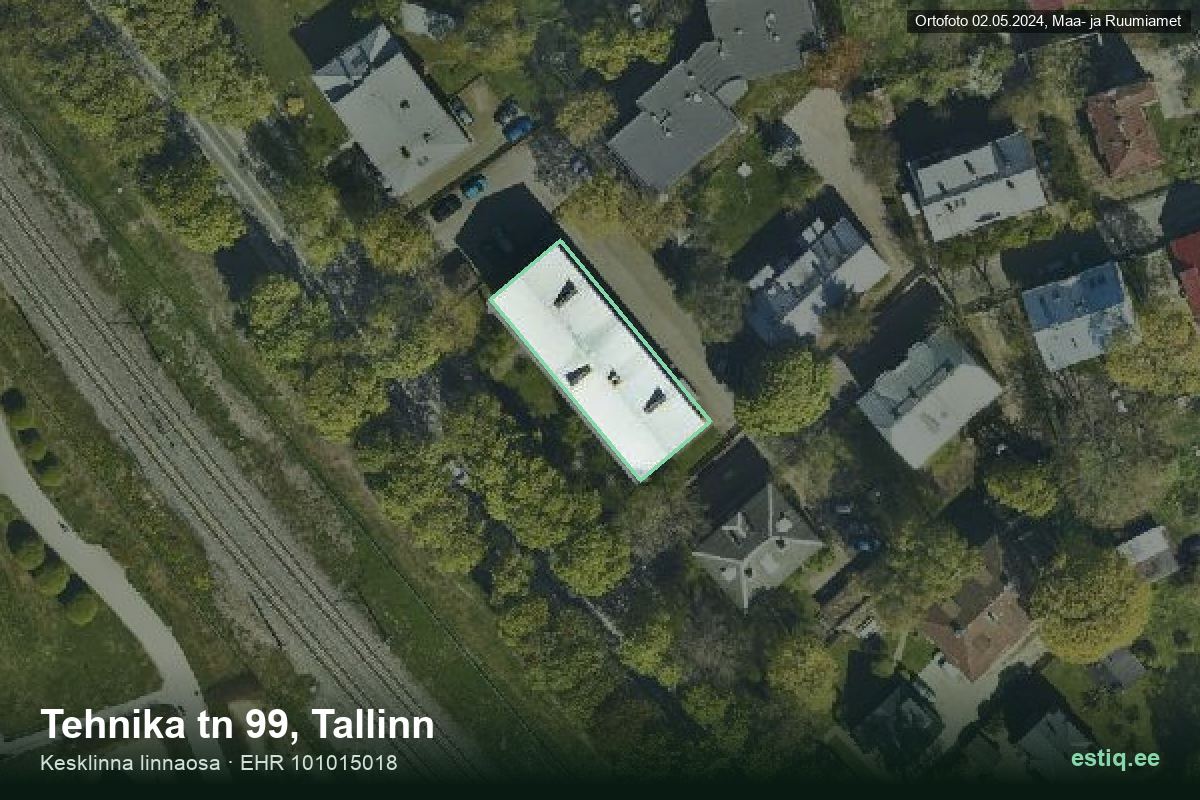 Tehnika tänav 99, Tallinn – hoone aerofoto, kontuur ehitisregistri (EHR) andmetest