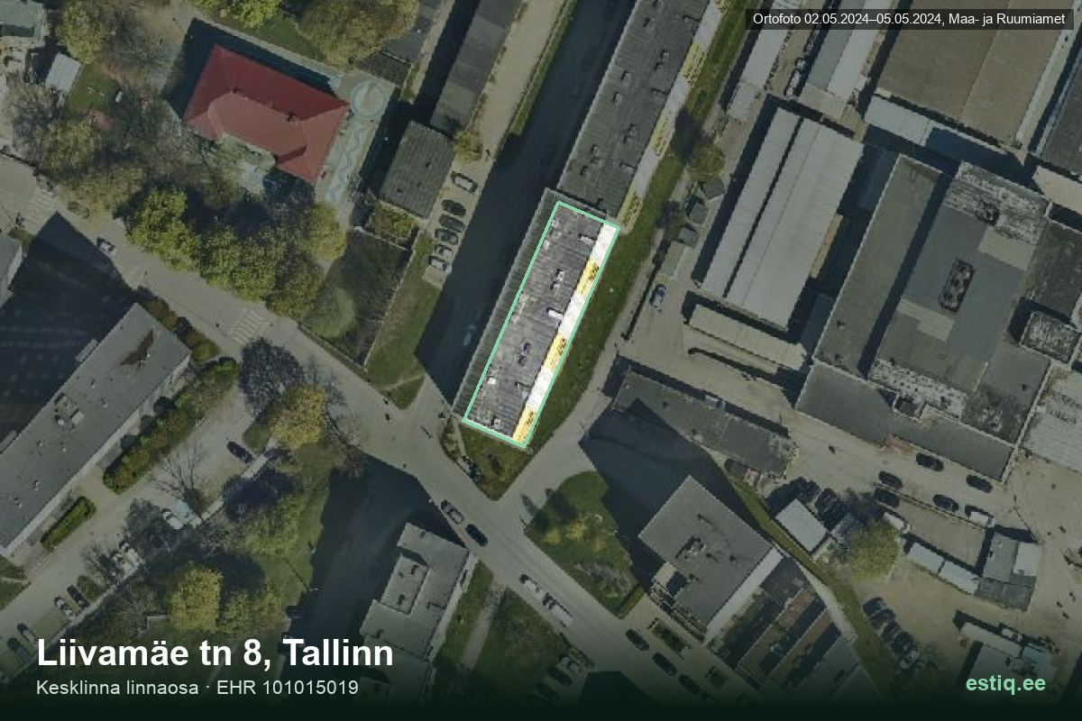Liivamäe tänav 8, Tallinn – hoone aerofoto, kontuur ehitisregistri (EHR) andmetest