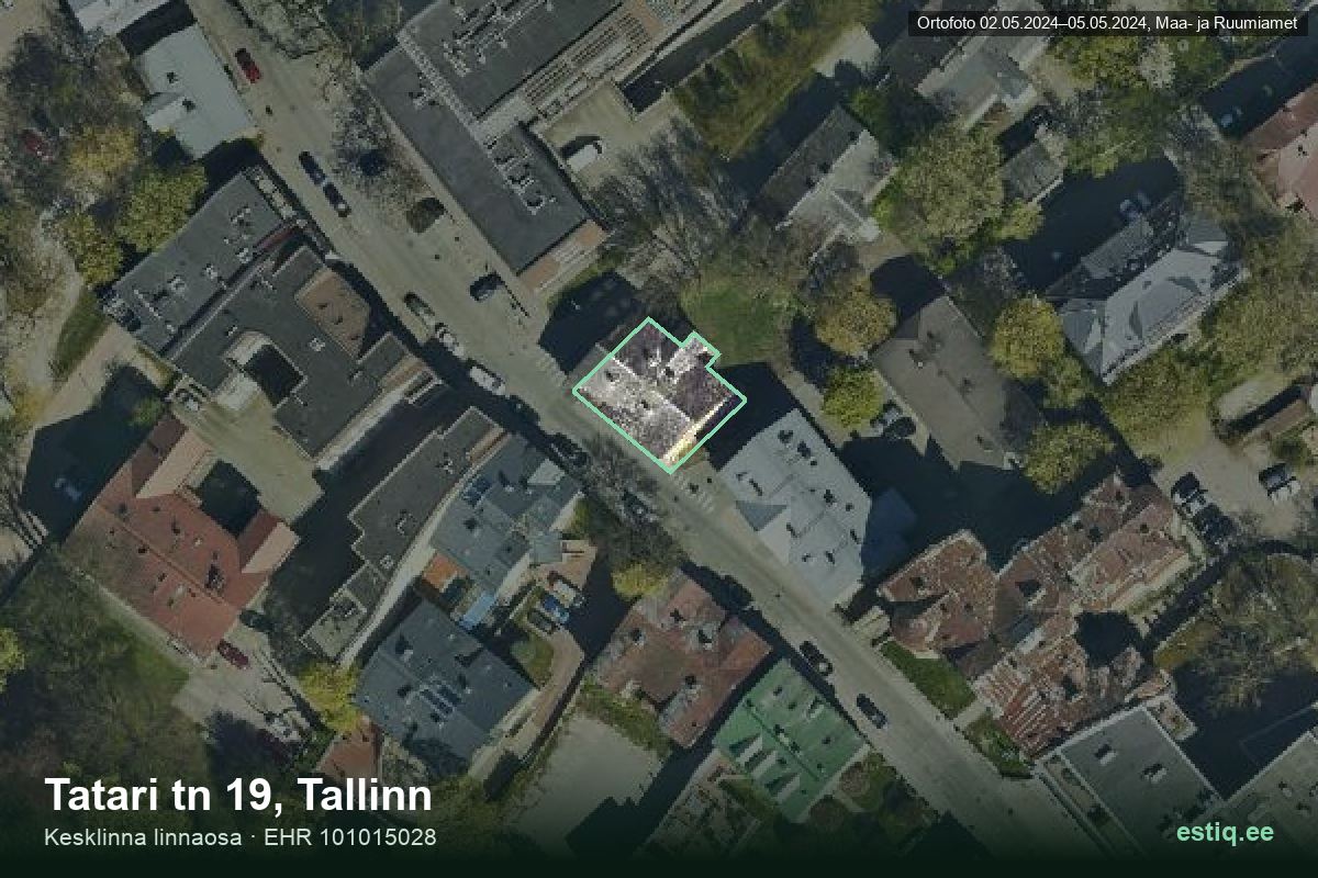 Tatari tänav 19, Tallinn – aerial photo of the building, outline from the Building Register (EHR)