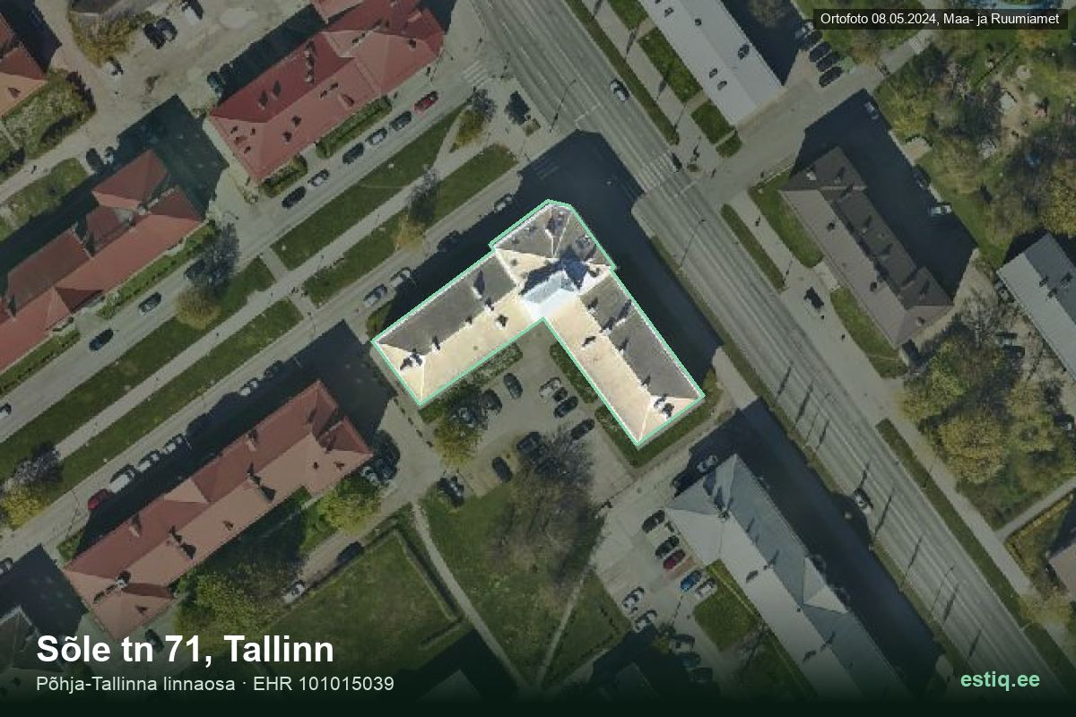 Sõle tänav 71, Tallinn – hoone aerofoto, kontuur ehitisregistri (EHR) andmetest
