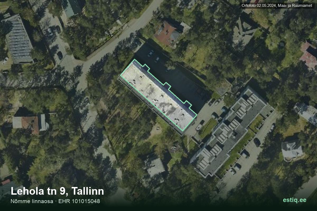 Lehola tänav 9, Tallinn – hoone aerofoto, kontuur ehitisregistri (EHR) andmetest