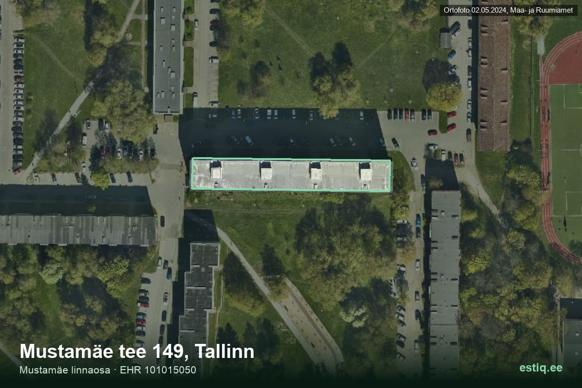 Mustamäe tee 149, Tallinn – hoone aerofoto, kontuur ehitisregistri (EHR) andmetest