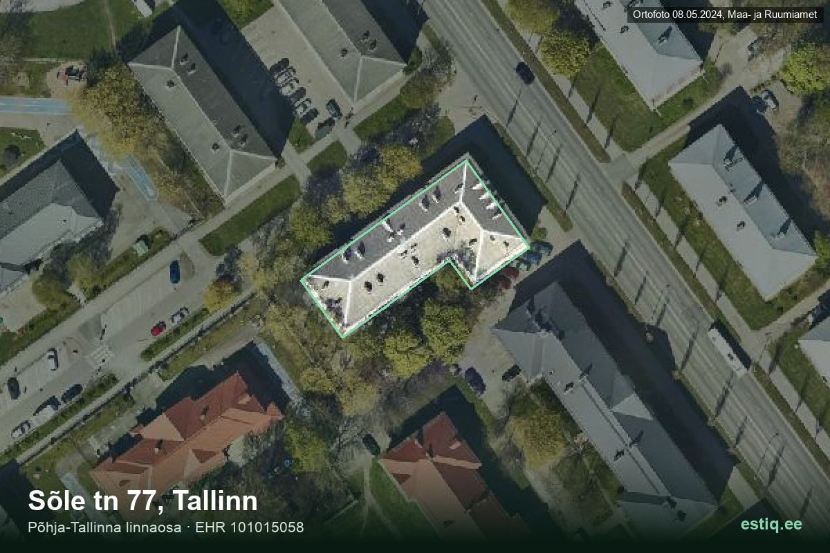 Sõle tänav 77, Tallinn – hoone aerofoto, kontuur ehitisregistri (EHR) andmetest